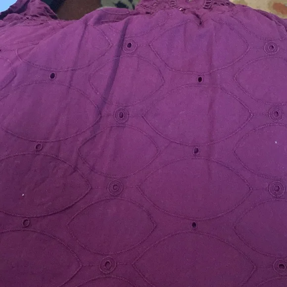 Loft size large purple lace short flutter sleeve blouse - Picture 6 of 6